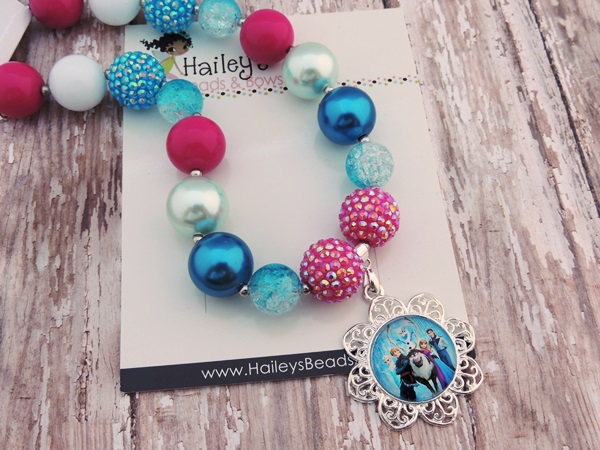 Frozen-frozen chunky bead necklaces, frozen bubble gum bead necklaces, bubblegum bead necklaces, character necklaces