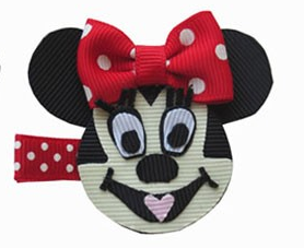 Minnie Mouse Inspired hair clippie-minnie mouse hair bow, minnie mouse hair clip, disney hair bows, disney hair clips, character hair bows, ribbon art clips, ribbon sculptures, hair bows