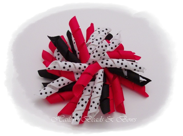 Loopy ladybug-large korker hair bows, korkers, large boutique hair bows, toddler hair bows, red white black bows, school bows, ladybug hair bow
